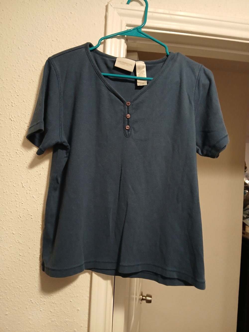 Liz Claiborne Lizwear Navy Short-Sleeve Women's Top